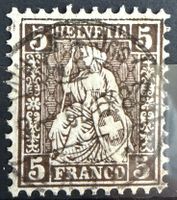 Helvetia 5 Centimes Braun, 1907, Frau mit Schild.