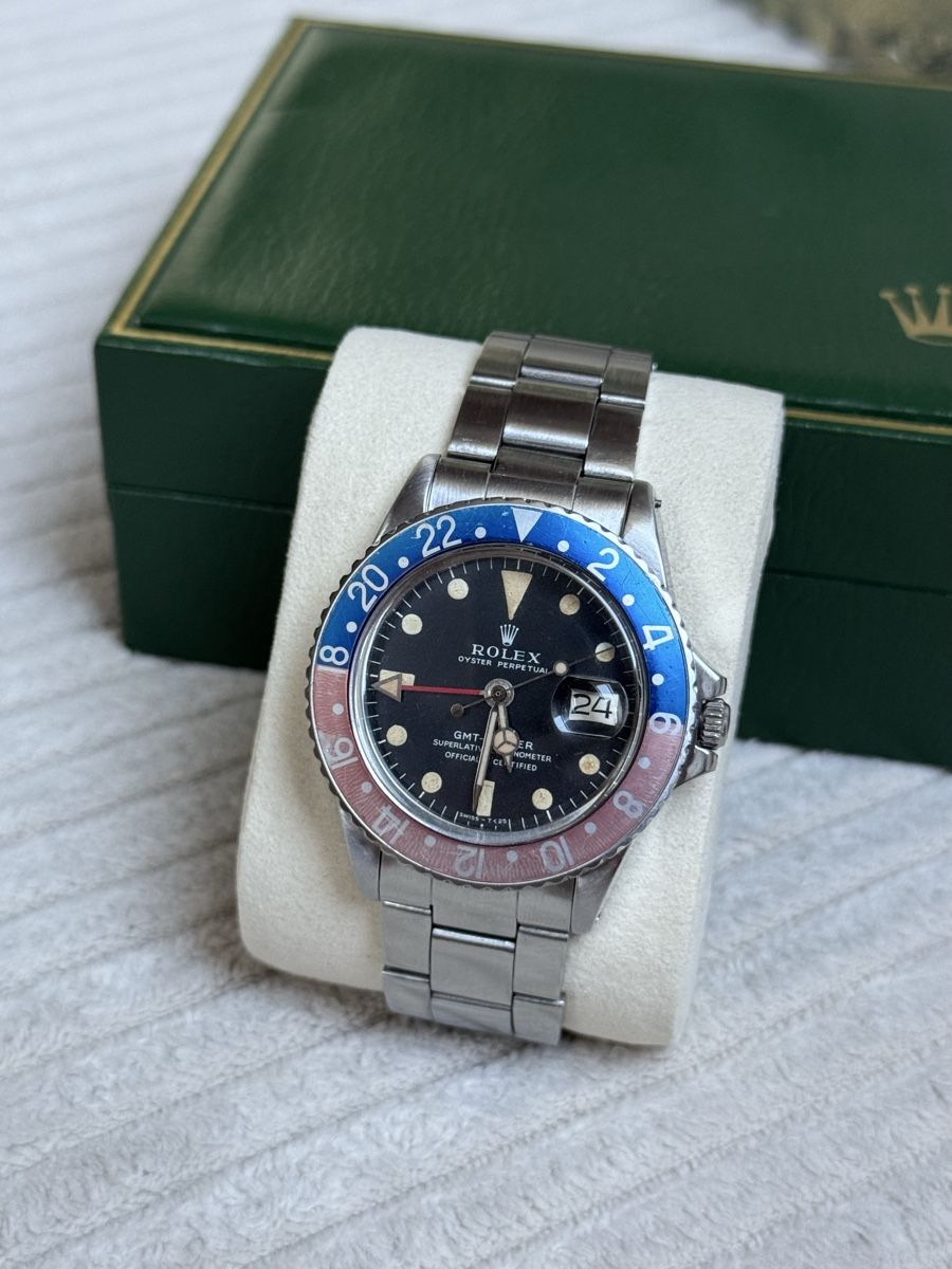Rolex Orologi: ROLEX GMT-Master Pepsi, Ref. 1675, Long E, Jg. 1968, Fullset – Usato da Dotzigen venduto da 24SevenSwiss 1