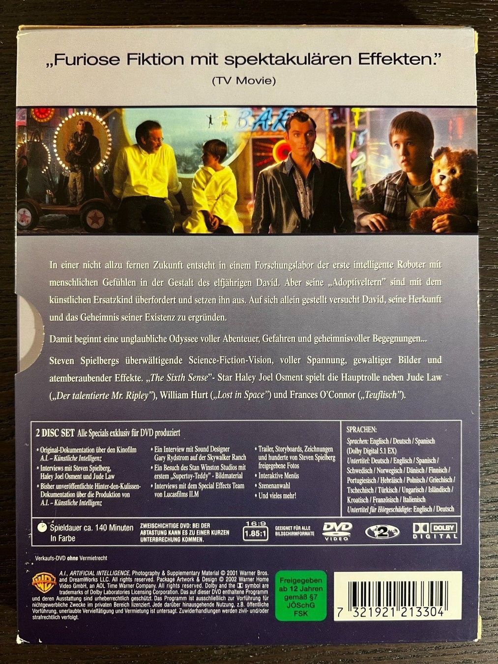 Tutti i DVDs: A. I. - Künstliche Intelligenz – Usato da Zürich venduto da FilmFreunde 1