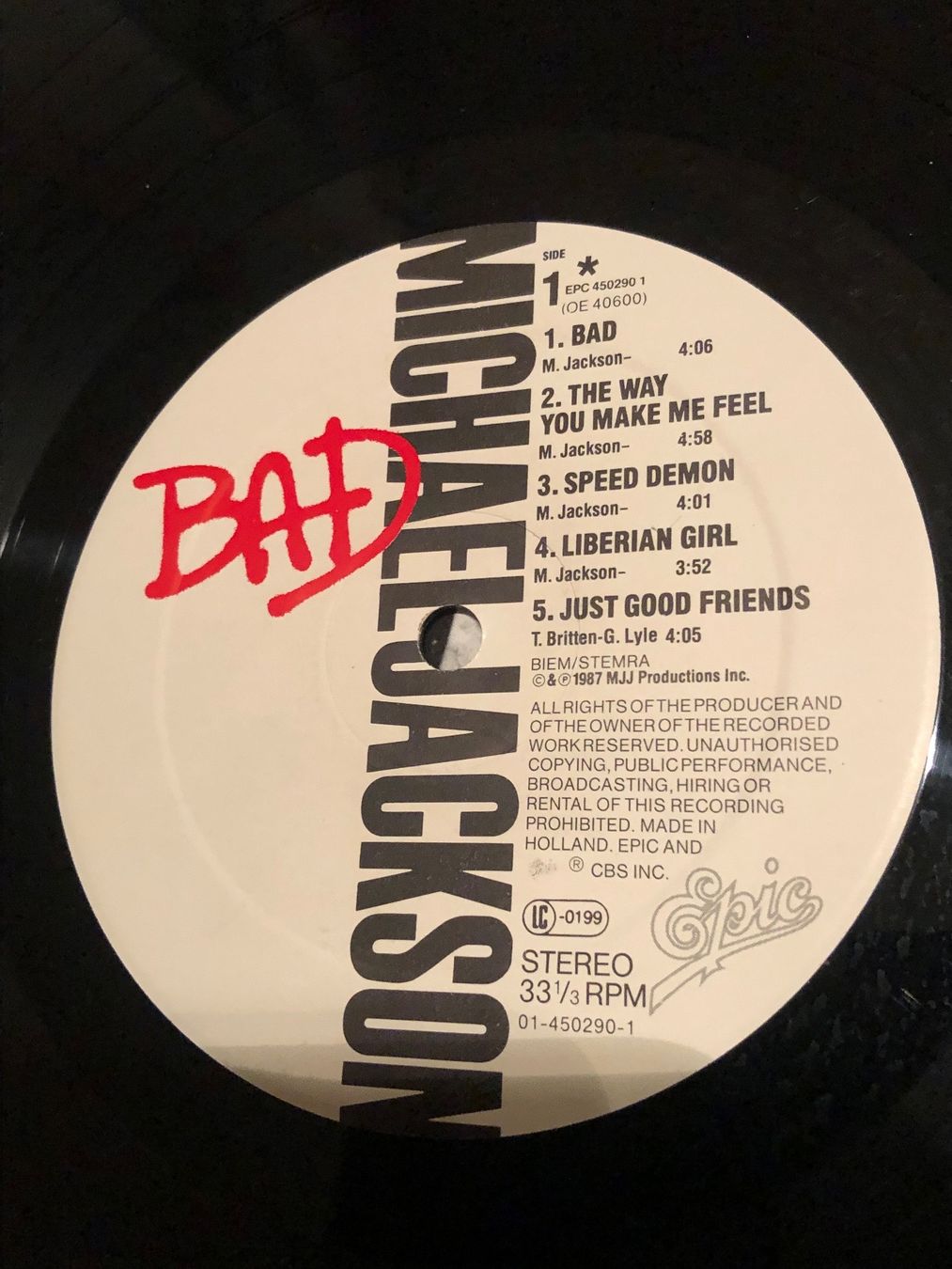 Schallplatten: Michael Jackson. 1987. BAD – Gebraucht aus Faulensee von Mizuno06 6