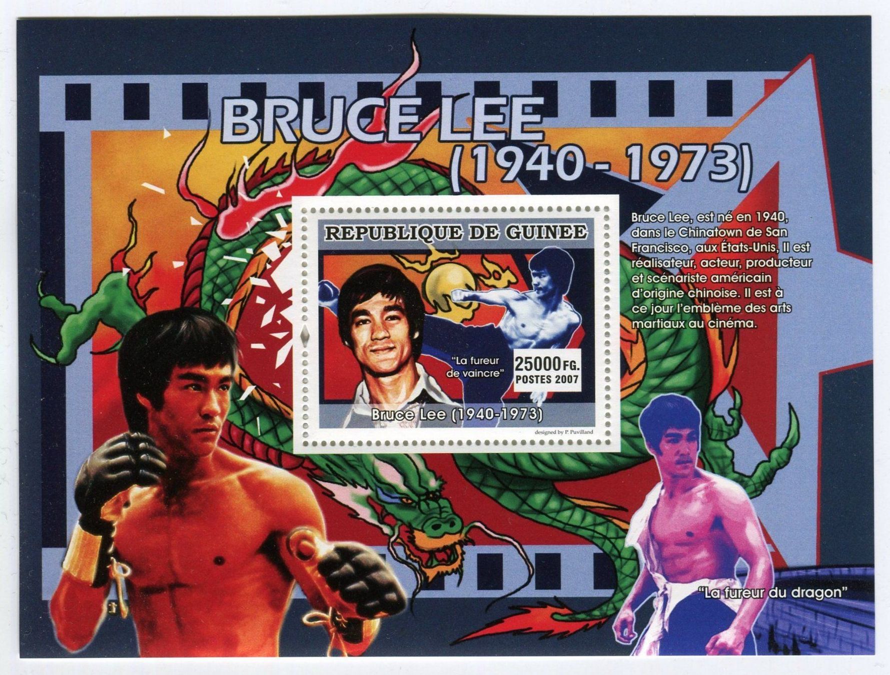 Tous les timbres: Block "Bruce Lee". Guinea – Neuf avec emballage d'origine à Basel par Butsch5