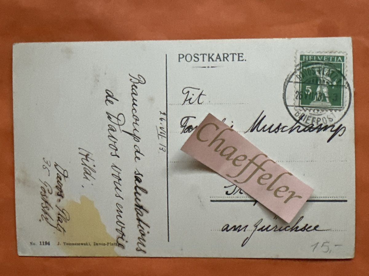 Cartoline postali: 1913 Davos gegen Schiahorner – Usato da Zürich venduto da Chaeffeler 1