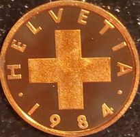 1 Rappen Schweiz 1984 pp / aus Münzsatz /in einer Münzkapsel