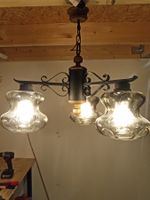 Vintage Lampe, Deckenlampe, Glas, Metall, Retro Design.