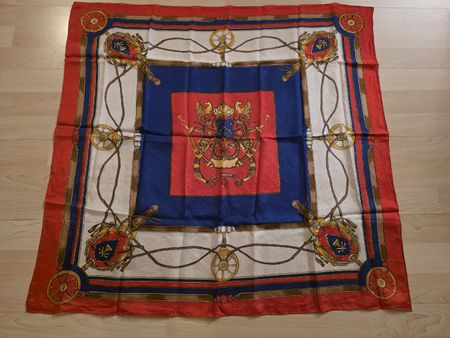 Vintage-Seidentuch, edles Design, rot-blau