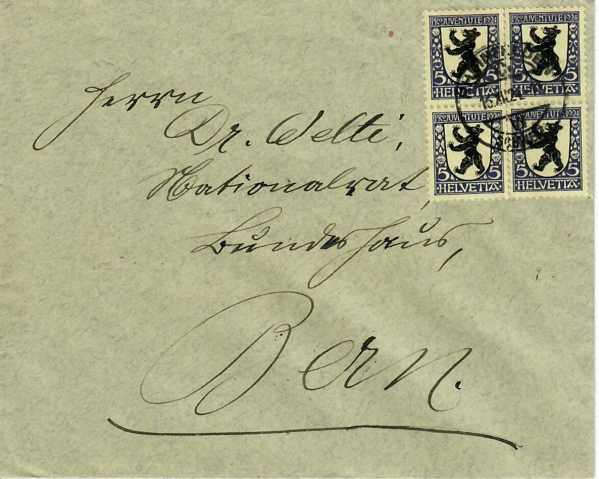 Tous les timbres: Brief mit PJ 4er Block 1924 – D'occasion à Hochdorf par Ziegel-16