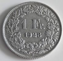 1 Franken 1928 Helvetia Münze Schweiz Silber