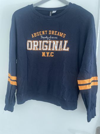 H&M Sweater Gr. M Absent Dreams N.Y.C. Blau Top Zustand