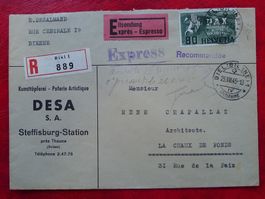 1945: PAX Frankatur Nr.269 EXPRESS von BIEL, Kat: 150.-+