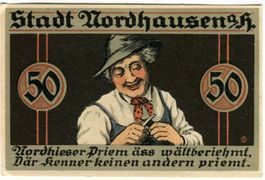 Notgeld "50 Pfennig. Nordhausen 1921"