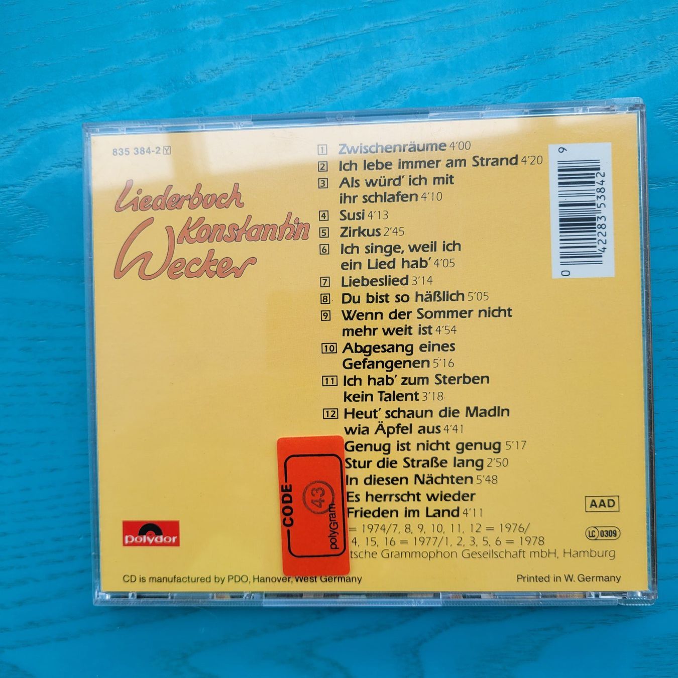 CD: Konstantin Wecker- Liederbuch – Usato da SCHÜBELBACH venduto da CoKaHa 1