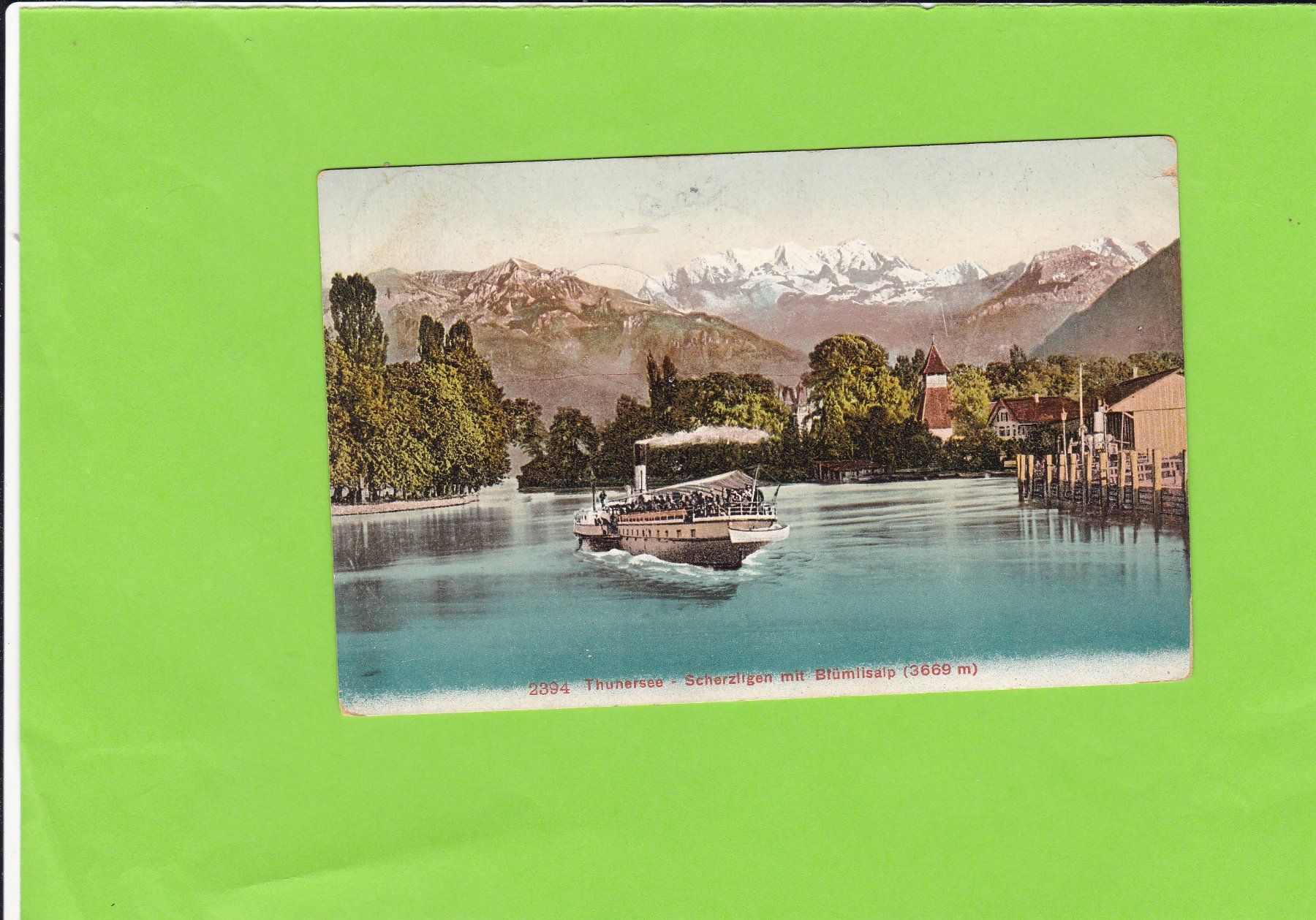 Cartoline postali: Thunersee-Raddampfer-Scherzligen – Usato da St. Peterzell venduto da neckertal