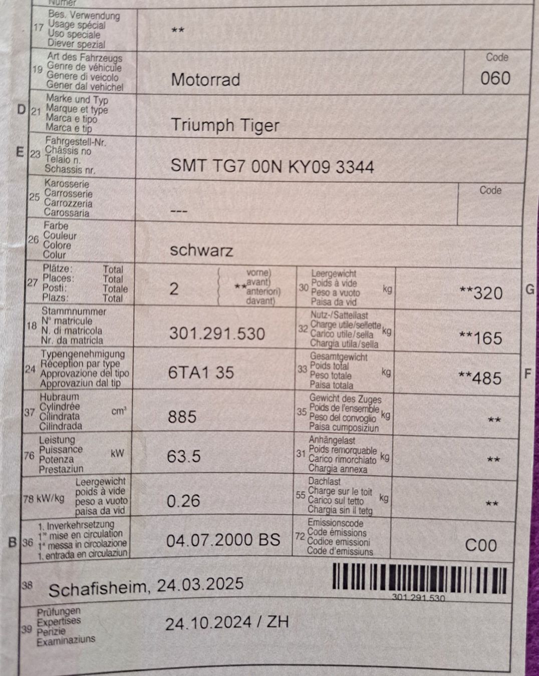 Triumph Touring: Triumph Tiger 885  ab 1111.- Chf. – Usato da Zürich venduto da masscun 5