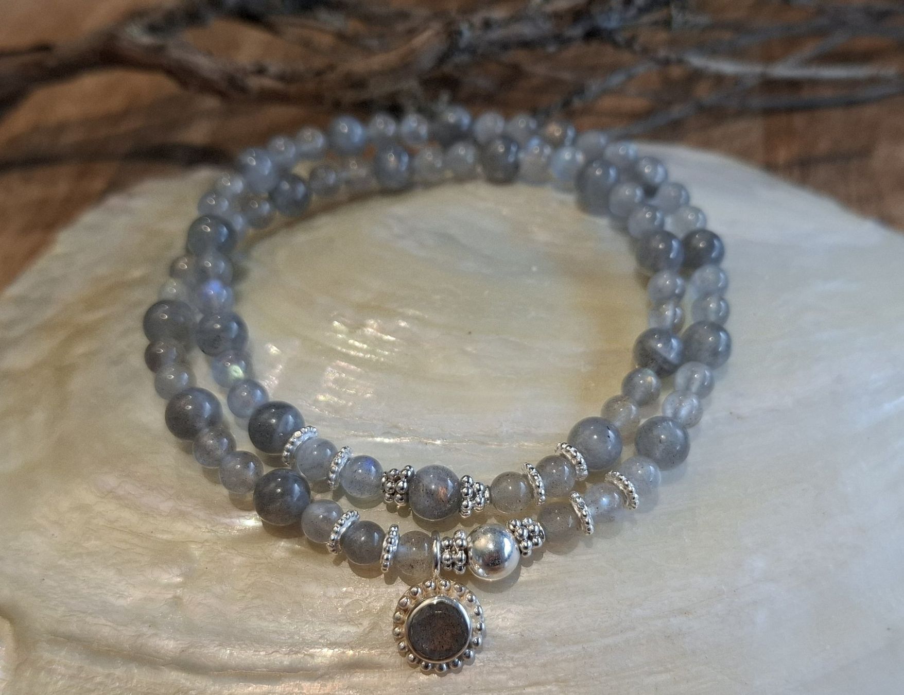 Bracciali & Braccialetti: LABRADORIT - Edelsteinarmband - Sterling Silber - grau – Nuovo e nell'imballaggio originale da Mühlethal venduto da nicita-modeschmuck