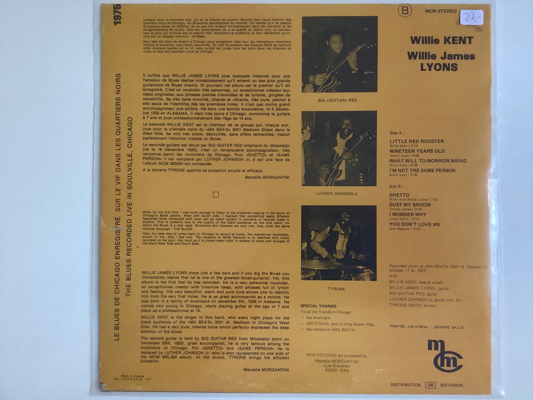 Dischi in vinile: Willie Kent Willie James Lyons LP – Usato da Gutenswil venduto da Hamzian 1