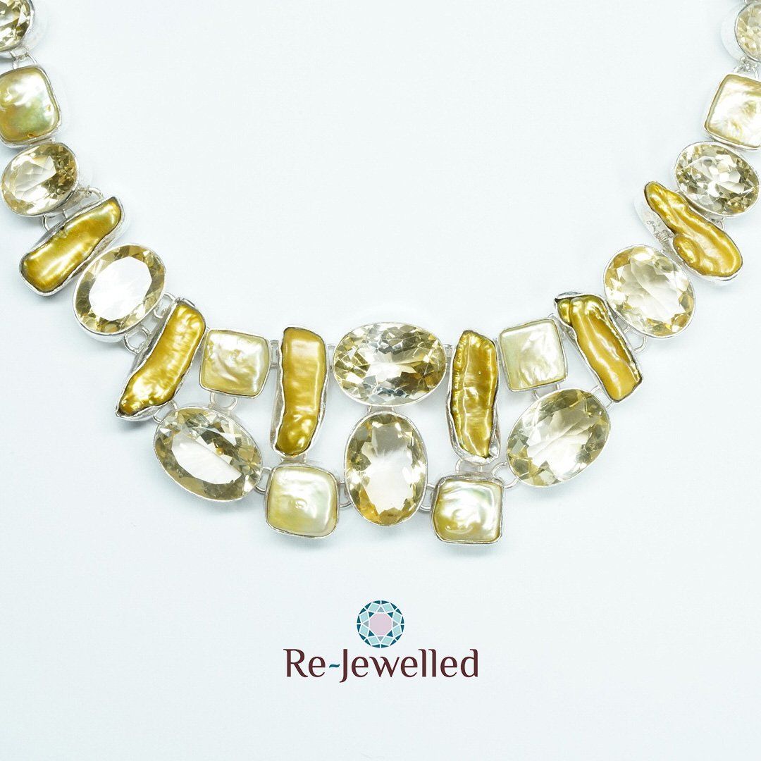 Catenine: Silbercollier mit Citrinen und Perlmutt – Usato da Bülach venduto da Re-Jewelled 6