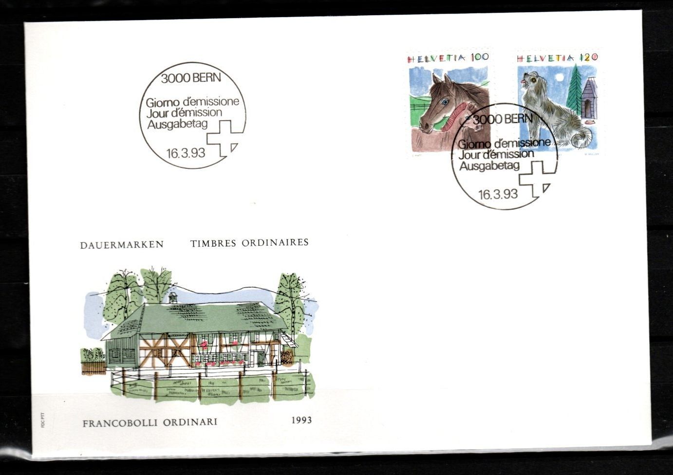 Tutti i francobolli: 1990/93  FDC / Tiere / Pferd + Hund – Usato da Schaffhausen venduto da poststamp