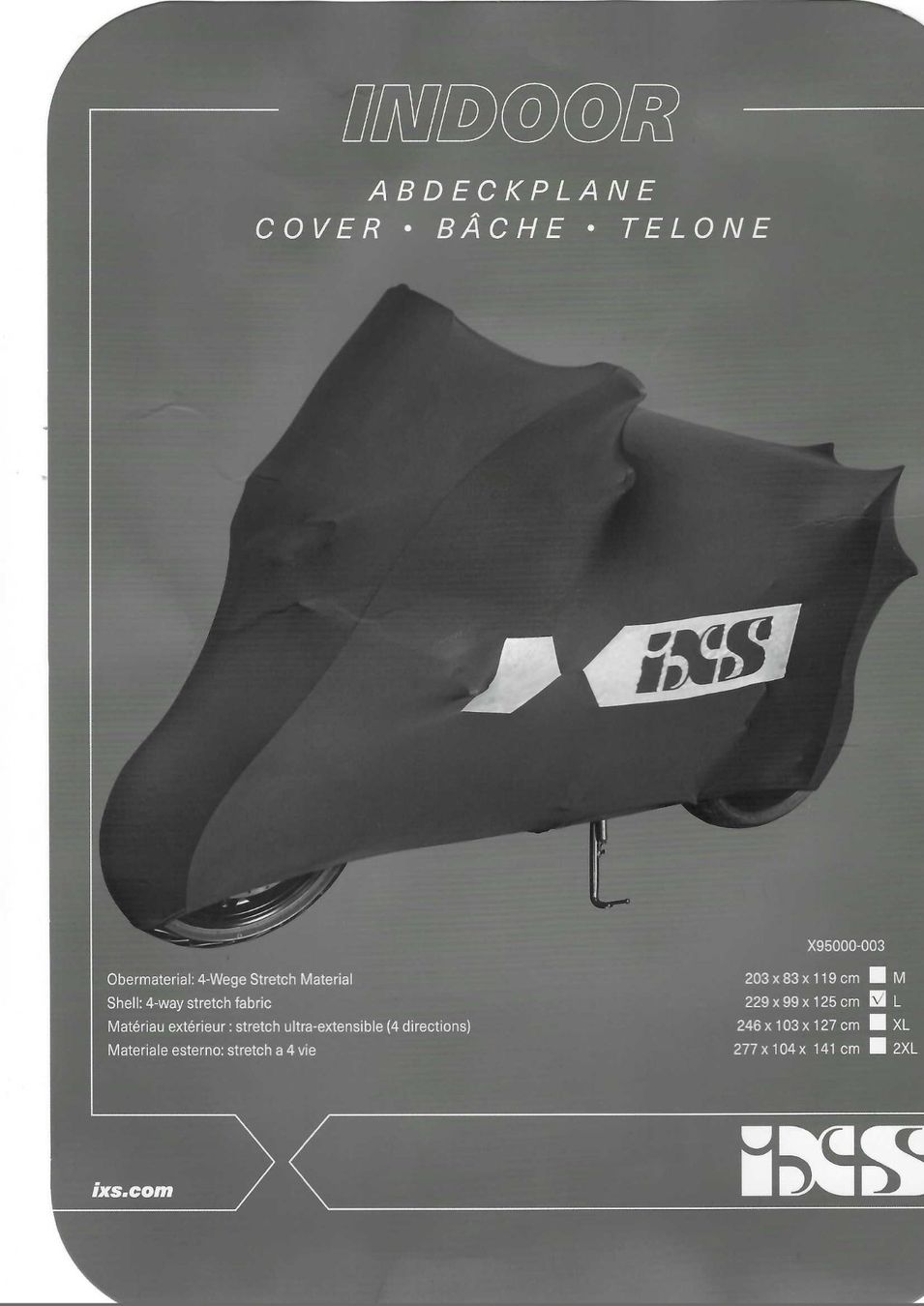 Teloni copertura moto: IXS Motorrad Indoor Abdeckplane Stretch Grösse L – Usato da Oberwil-Lieli venduto da Rebag_Verwaltung
