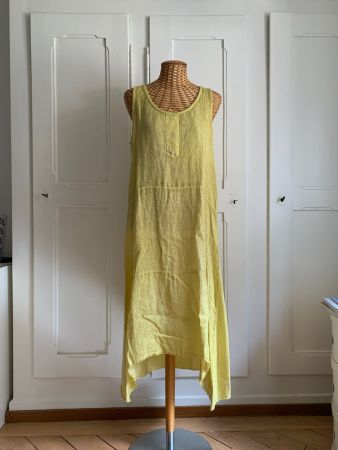 Leinen Kleid gelb - S
