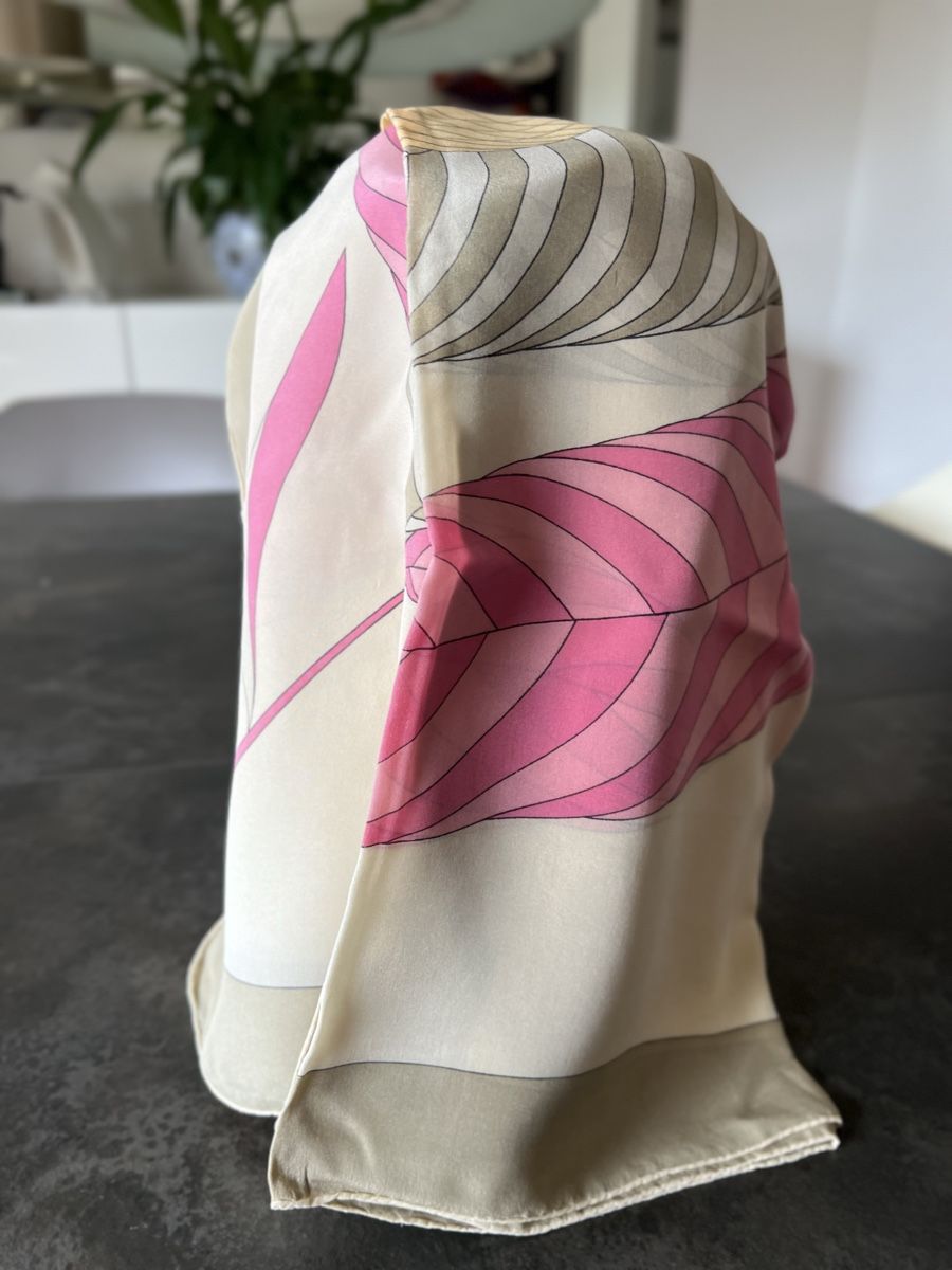 Foulards, Tücher & Schals: Foulard soie vintage Grès Paris rose beige optique – Neu (gemäss Beschreibung) aus Nyon von stylevintage79 1