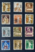 10-4-1 Timbres Helvetia oblitérés. Valeurs surchargées 1915