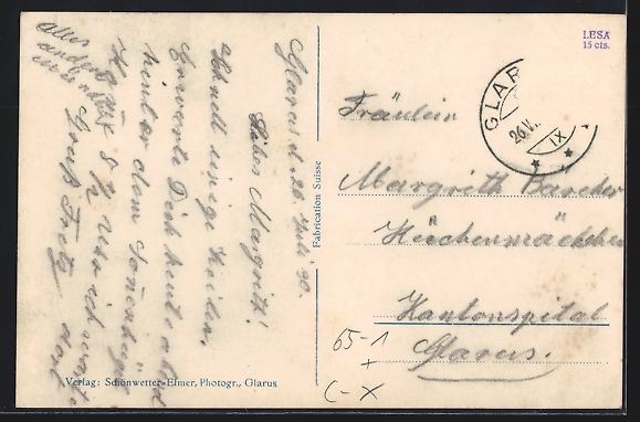 Cartes postales: AK Glarus, Bahnhof mit Wiggis – D'occasion à Berlin par bartko-reher 1