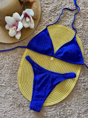 Trend Crinkle Struktur Bikini Blau S – NEU – GRATIS Versand