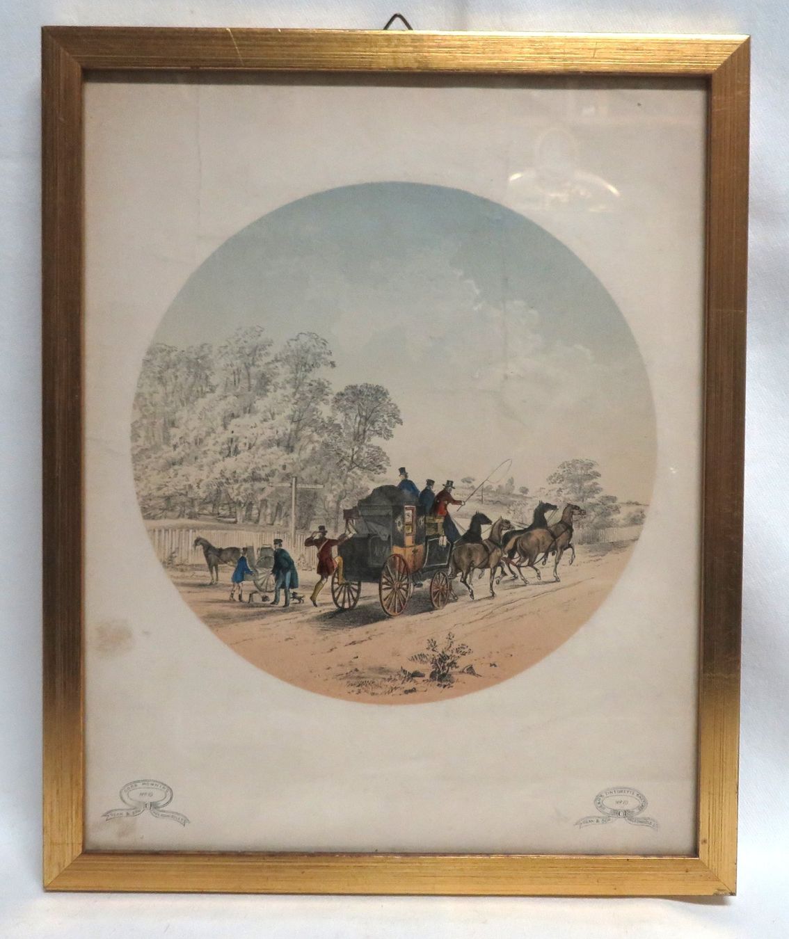 Grafiken & Lithographien: England Lithographie Postkutsche Dean & son signiert – Gebraucht aus Tüscherz-Alfermée von Newpad