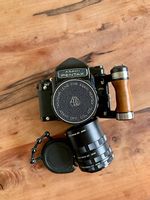 Pentax 6x7 mlu + ttl prismenfinder + 135mm obj. + Holzgriff