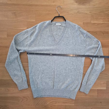 SAINT LAURENT Paris V-Neck Pullover Grau Melange