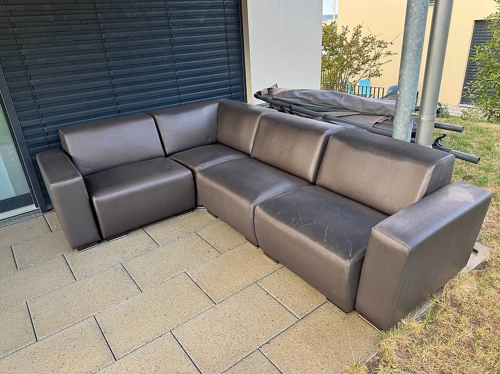 Sofas: Garten-Loungesofa Ecksofa Kunstleder braun 280x200 – Gebraucht aus Stein AG von Marcster99 1