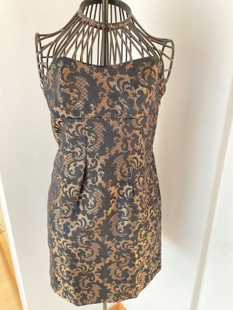 Elegantes Kookai Cocktailkleid Gr. 36 Gold Schwarz Muster...