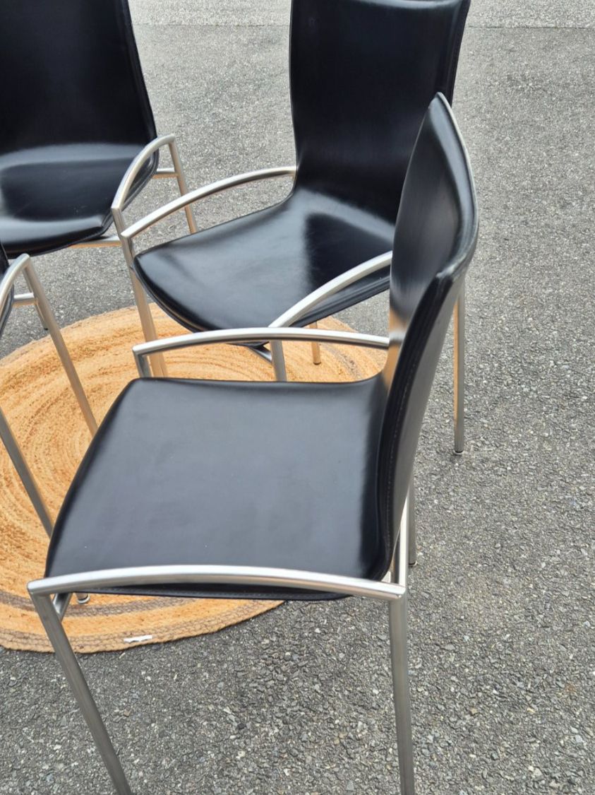 Girsberger Sedie: 4 chaises en cuir noir Girberger – Usato da Fully venduto da tameab 5