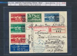1937 Int. Flugmeeting, "Zürich - Sion", Karte