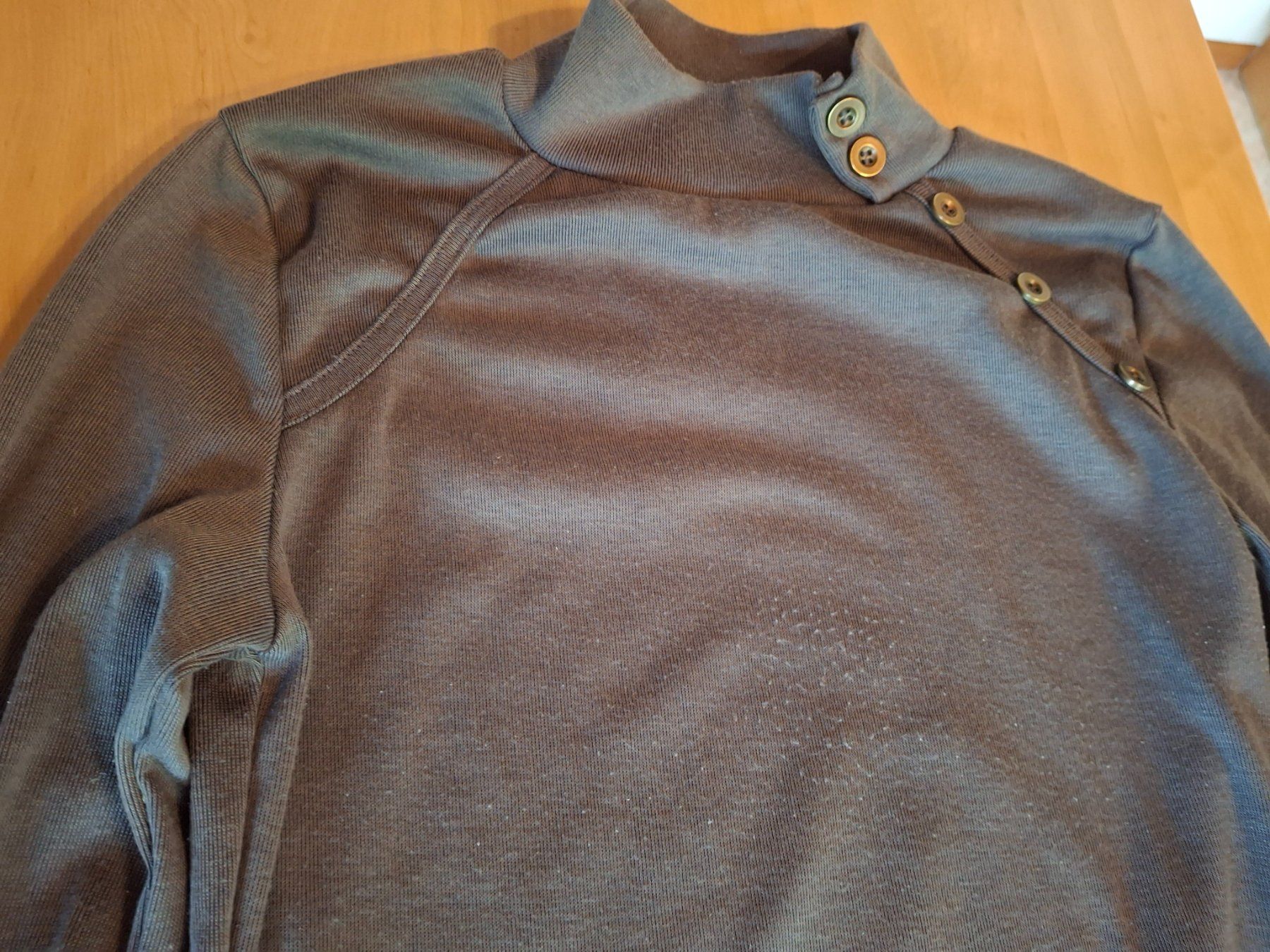 Maglioni & Felpe: Pull petit col taille S marque Finejo vert olive gris – Usato da Villiers venduto da san_jn5w 1