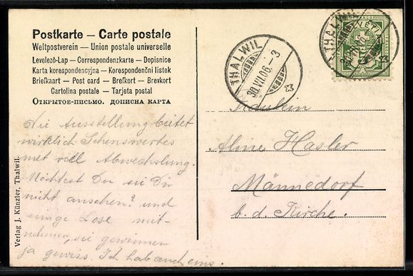 Cartoline postali: AK Thalwil, Panorama – Usato da Berlin venduto da bartko-reher 1