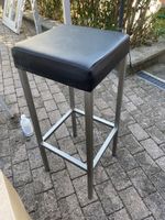 Barhocker Leder schwarz Metallgestell guter Zustand