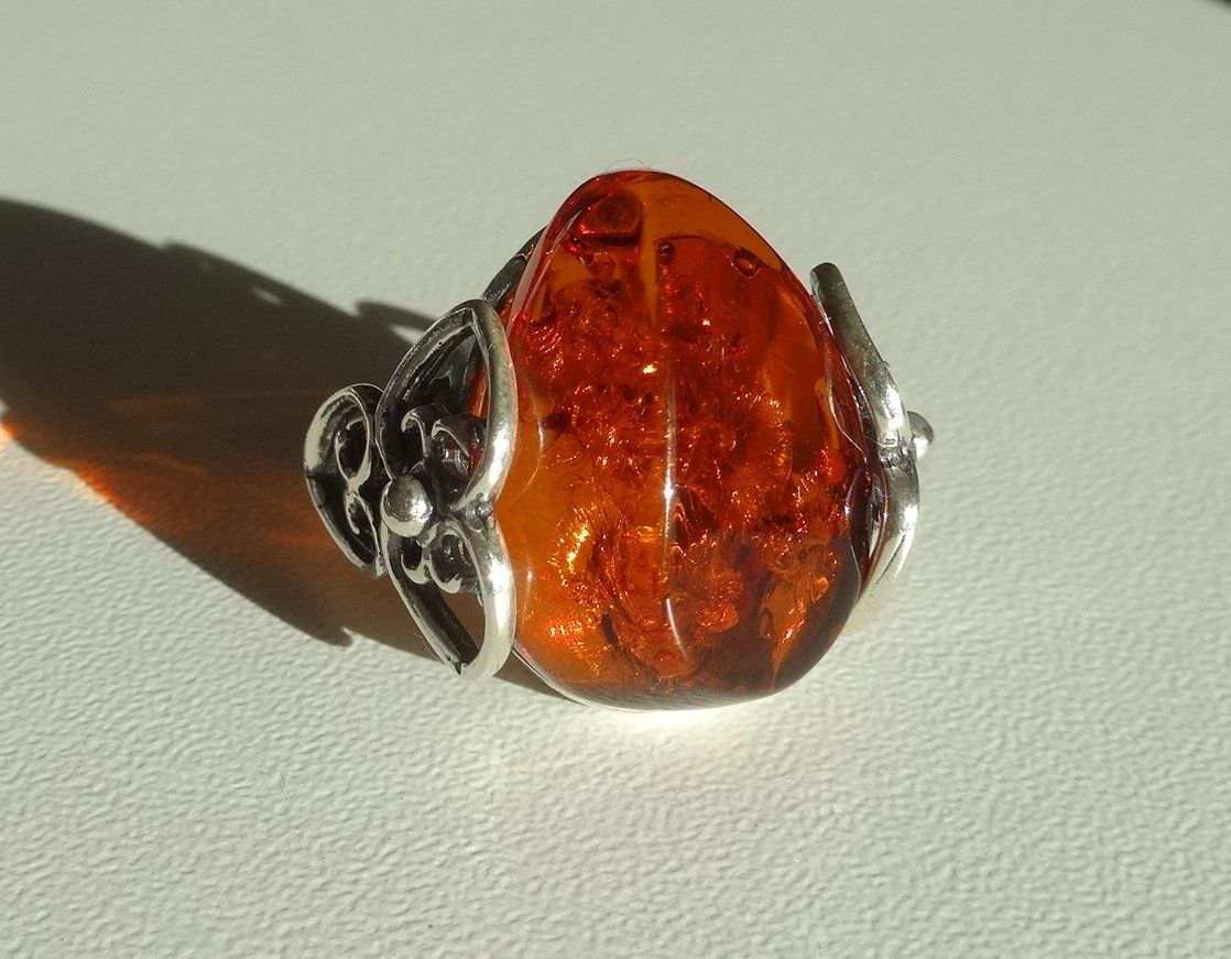 Anelli: ECHT! * Bernstein RING 925 Silber VP 130,- – Nuovo e nell'imballaggio originale da Visp venduto da steinschmuckwelt 1