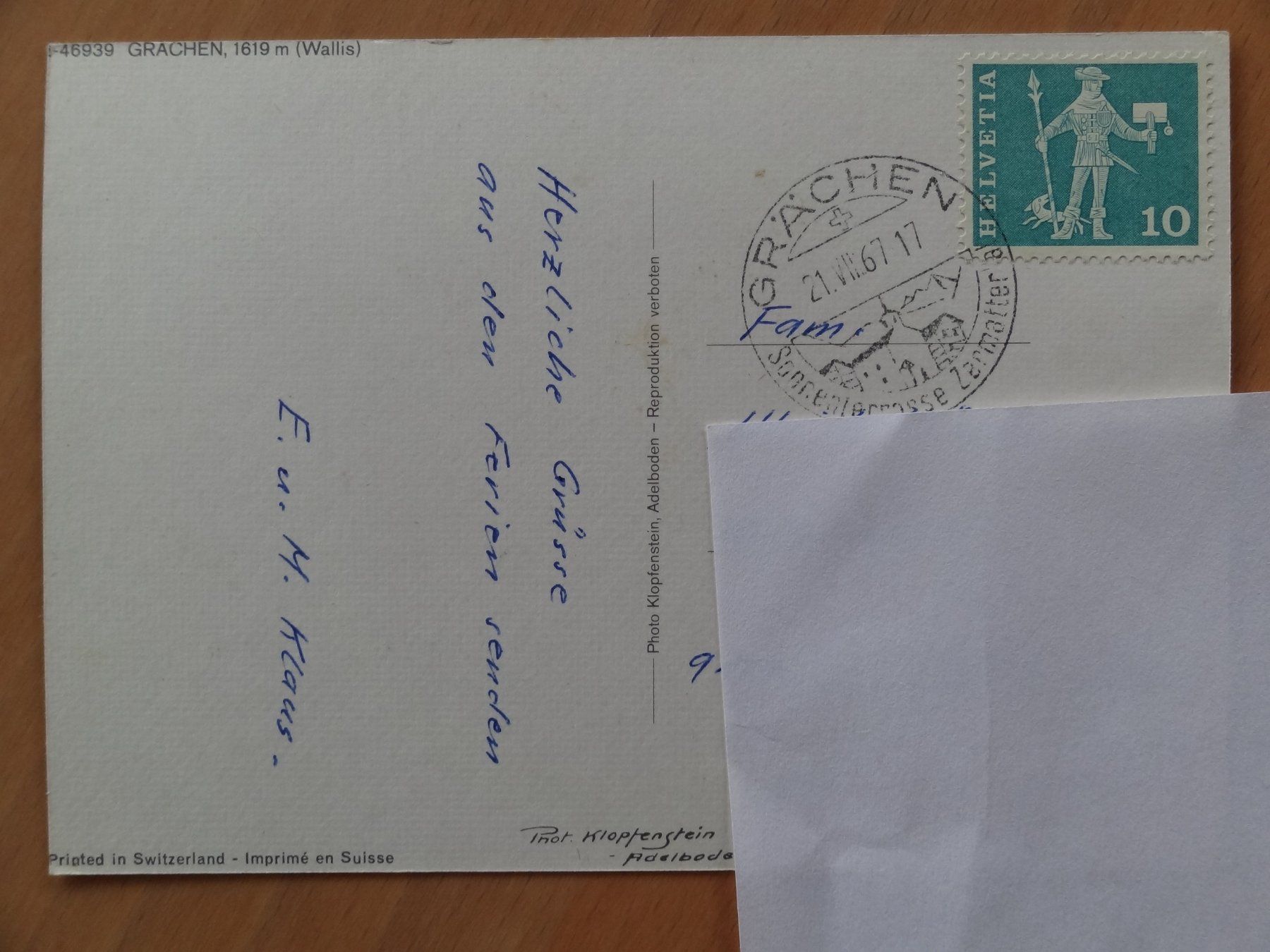 Cartoline postali: Grächen - Wallis - 1967 – Usato da St Léonard venduto da Riglin 1
