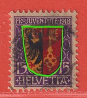 1918 Pro Juventute J11 Wappen-Rand nach unten verschoben