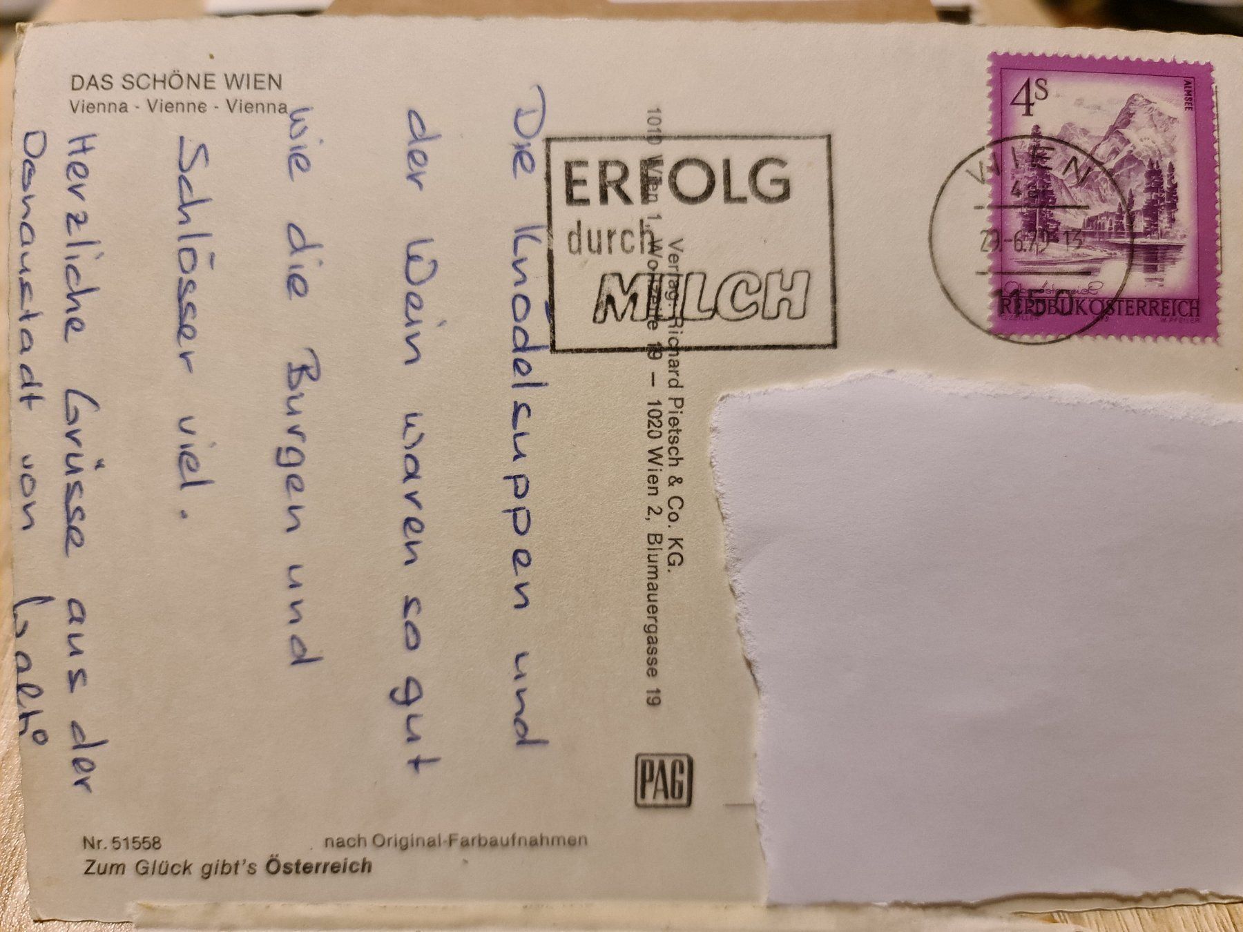Cartoline postali: Ansichtskarte Wien Österreich – Usato da Dintikon venduto da Vexi 1