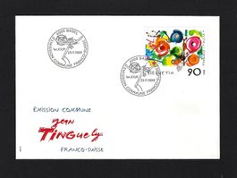 1988 FDC Jean Tinguely, Gemeinschaftsausgabe CH-FR