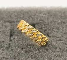 Edelstahlring 18K vergoldet, Kettenglieder/Zirkoniadekor