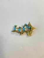 Magnifique broche vintage de marque Jeanne avec turquoise 