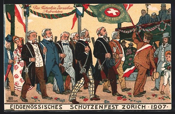 Ansichtskarten: Zürich, Eidgenössisches Schützenfest  – Gebraucht aus Berlin von bartko-reher