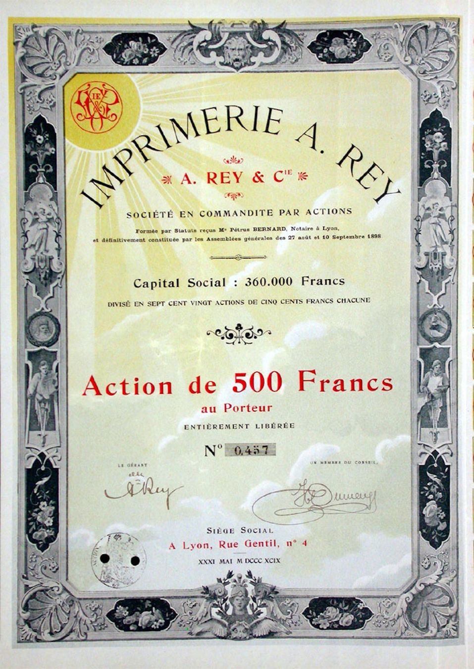 Documenti: Imprimerie A. Rey, Lyon - 1898 – Usato da Solothurn venduto da Sgasche
