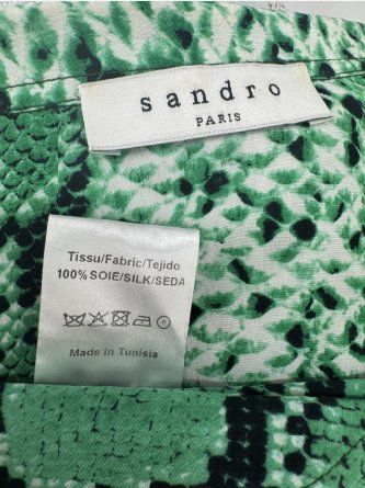 Sandro Camicette: SANDRO Chemise 100% Soie Vert Python Noir/Blanc Pressions T1 – Usato da Lausanne venduto da PlusValue_Lausanne 7