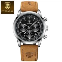 Poedagar Herrenuhr Chronograph Leuchtend Lederarmband