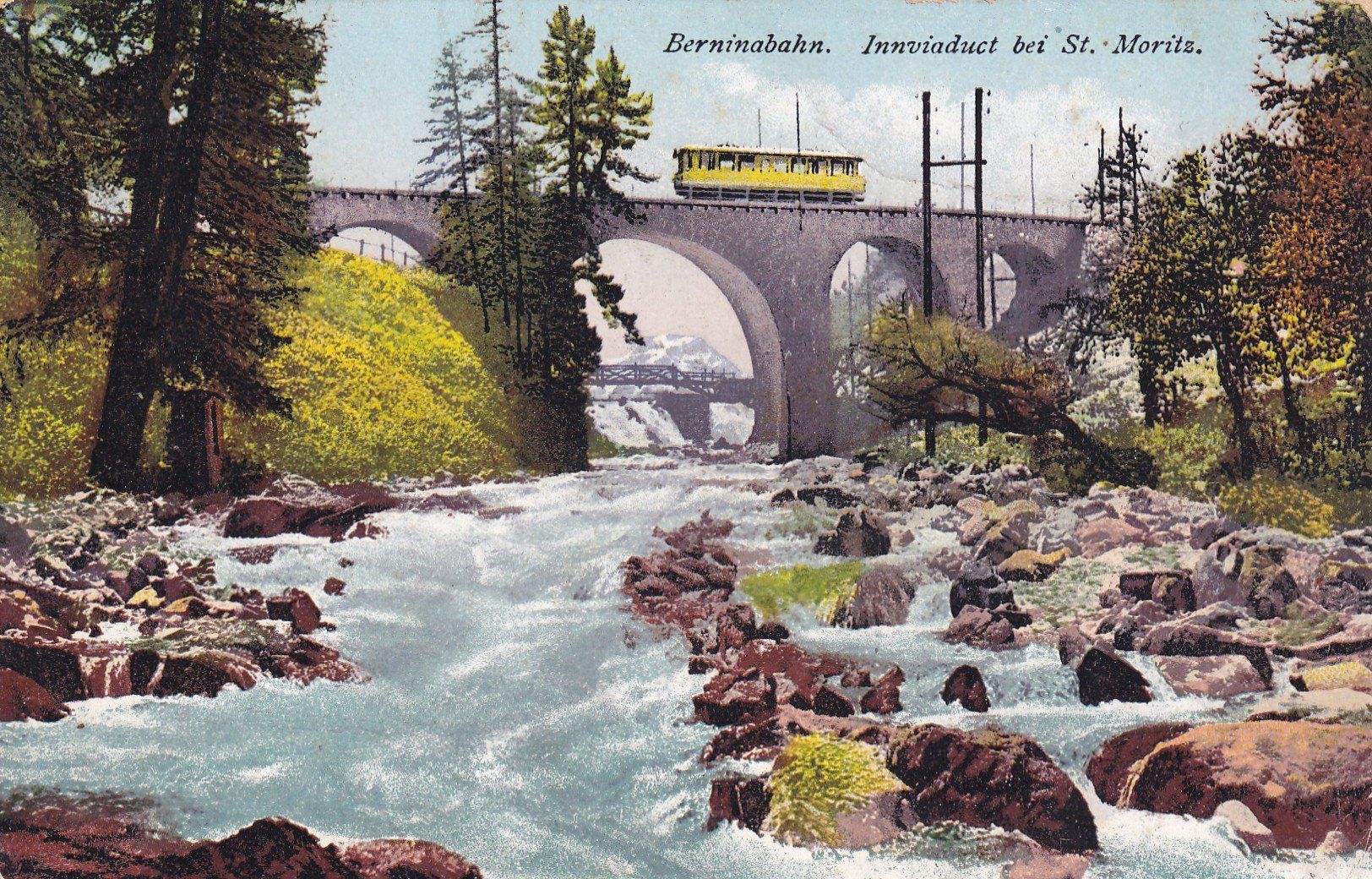 Ansichtskarten: Berninabahn Innviadukt bei St. Moritz 1923 – Gebraucht aus Cormoret von Pascalll2001