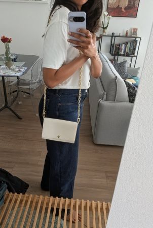 Tory Burch Leather Ivory Crossbody Chain Bag